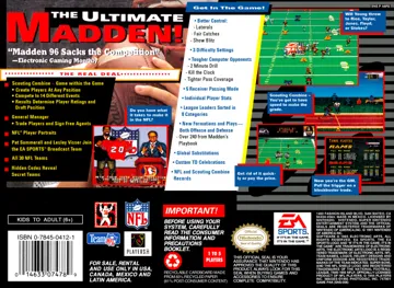 Madden NFL 96 (USA) (Sample) box cover back